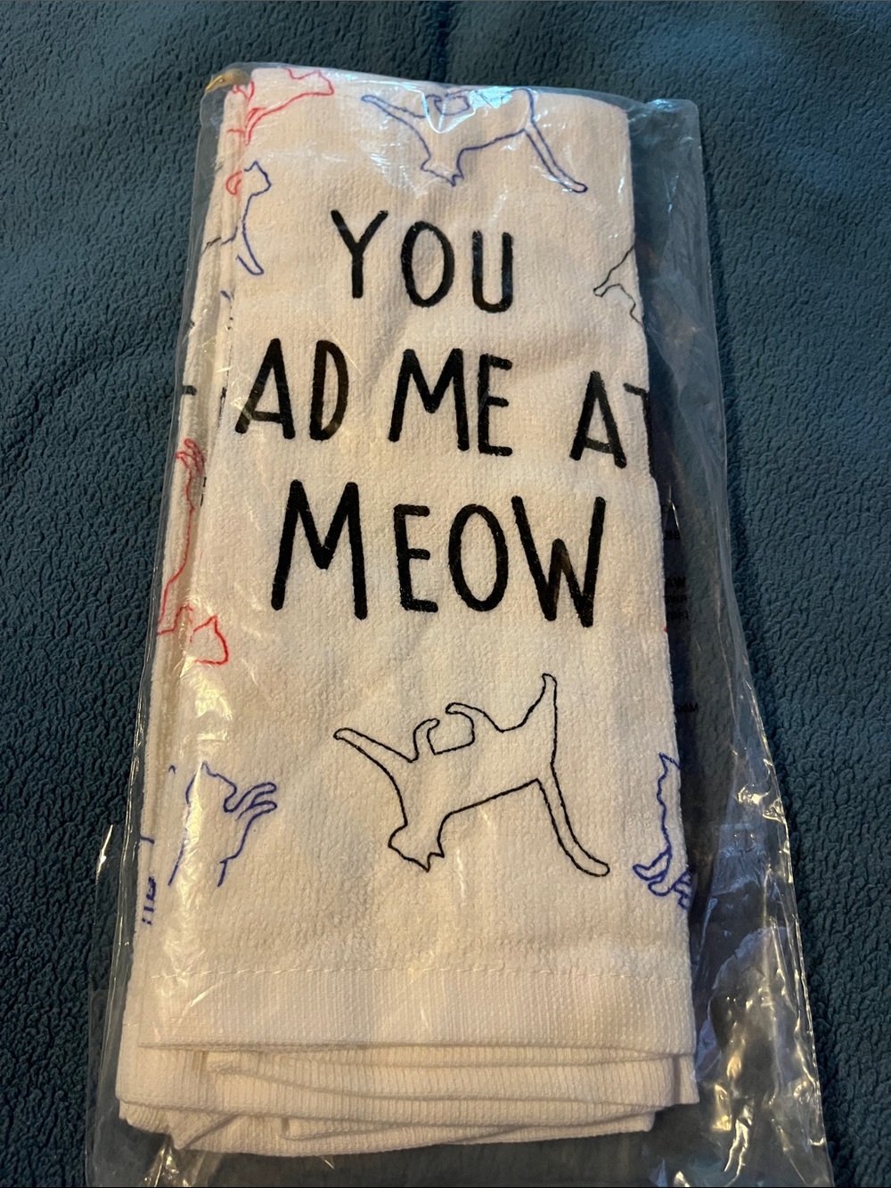You Had Me At Meow Cat Print Kitchen Towel - White set of 2